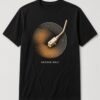 Groove Only Turntable unisex t-shirt in black with gold tonearm on glowing record grooves