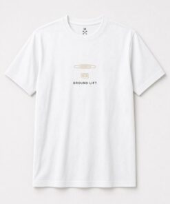 Ground Lift Audio Cable unisex t-shirt in white with minimalist audio cable plug and switch icon
