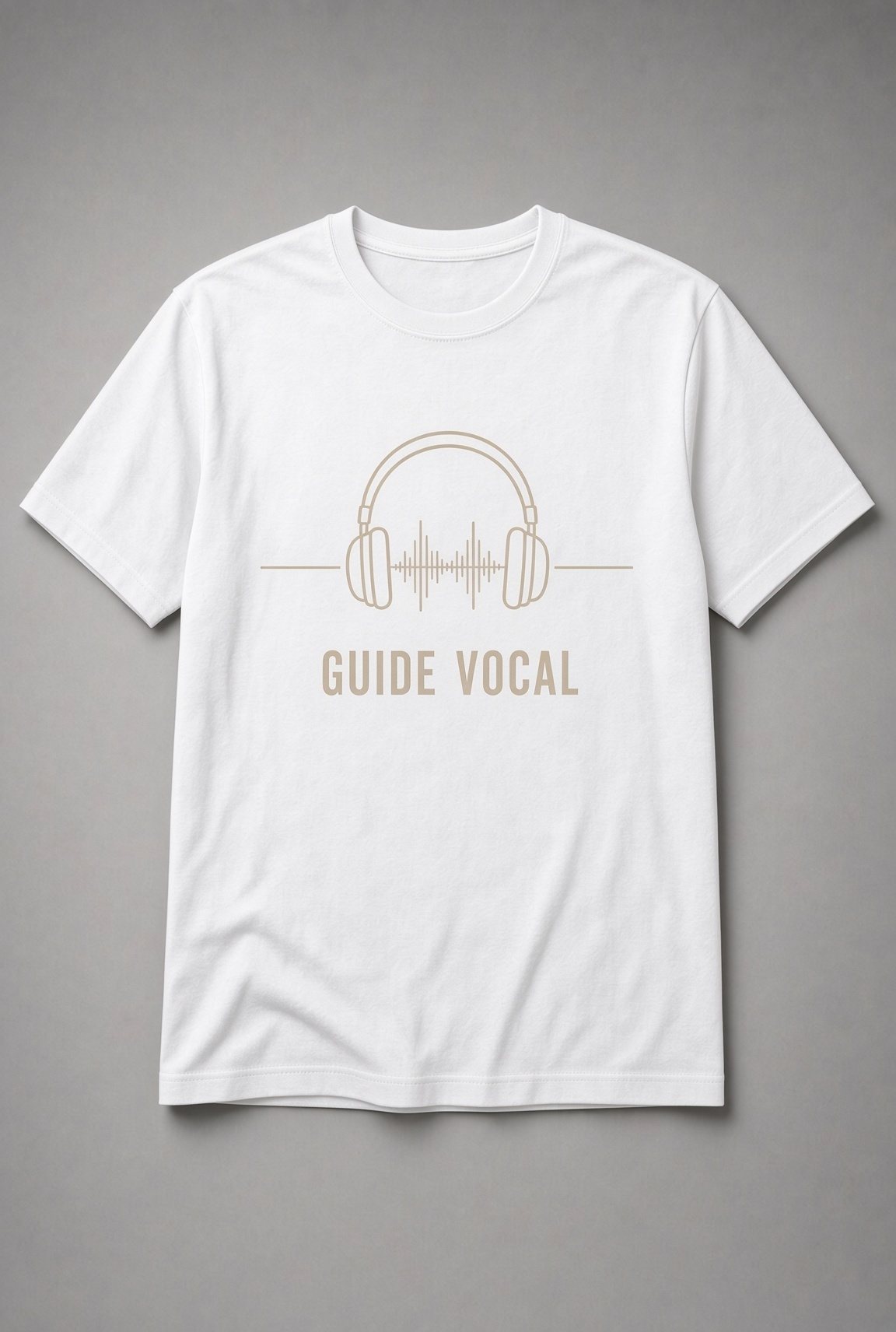 Guide Vocal Headphones unisex t-shirt in white with headphones framing a small sound wave