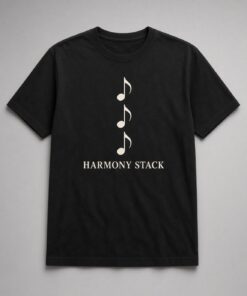 Harmony Stack Music Note unisex t-shirt in black with three vertically stacked eighth notes