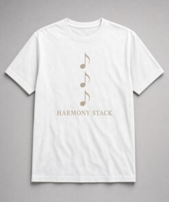 Harmony Stack Music Note unisex t-shirt in white with three vertically stacked eighth notes