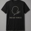 Head Voice Singer Line Art unisex t-shirt in black with line-art head profile with a flowing music staff
