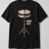 High Hat Drum Cymbal unisex t-shirt in black with brass hi-hat cymbals on a stand