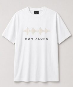 Hum Along Sound Wave unisex t-shirt in white with long symmetrical thin-bar sound wave